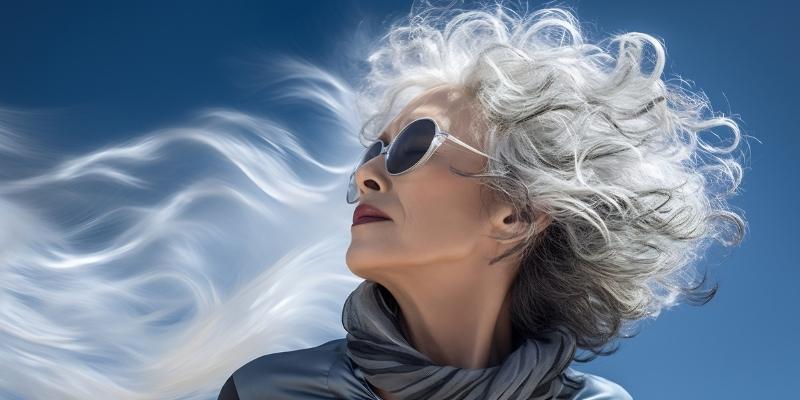portrait artistique d'une femme aux cheveux gris